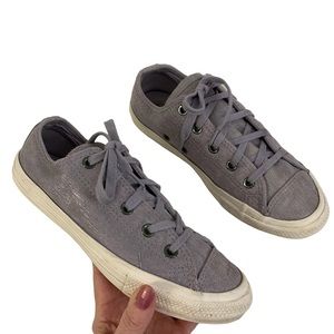 Girl’s Converse All Star Low Top Lace-Up Purple with Silver Shimmer Sneakers 3